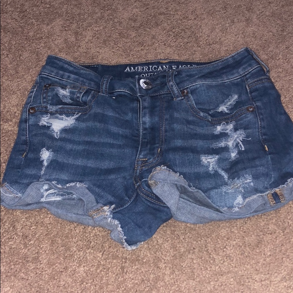 High rise denim shorts